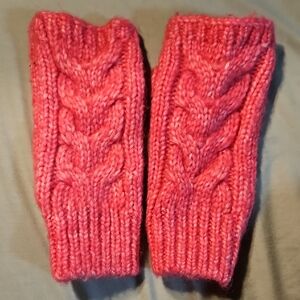 LOFT Pink Cable Knit Mittens